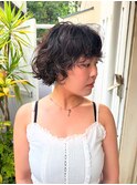 ミニボブとデジタルパーマで作る癖毛風ウェーブヘア