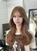 【広島韓国ヘア】韓国レイヤーカット×ピンクベージュ