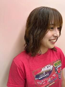 ルーム シンサイバシ(room shinsaibashi) ボブウルフ　パーマスタイル　ナチュラルブラウン