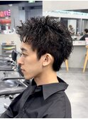 渋谷スパイキーショートパーマ刈り上げショートメンズショート