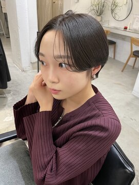 小顔黒髪オリーブグレーココアベージュボブ髪質改善ブリーチ新宿