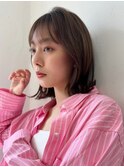 大人可愛い20代30代40代外はねくびれボブ×ショコラベージュ