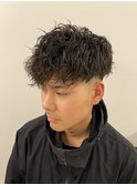 メンズ フェード スペインカール 外国人風 前下がりマッシュ