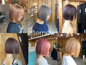 アフターニュース 新潟(afternews)の写真/丸みショート/ぱつっとショート/ぱっつんボブなどハイトーンカラーとの相性抜群♪[新潟/駅南]