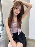 韓国風くびれレイヤーカット×グレージュ×透明感ブラウン川又