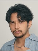 フェザーパーマ微分けセンターパートヘアビジネスヘア刈り上げ