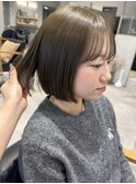 花田/ブリーチなしダブルカラーオリーブベージュボブ下北沢韓国