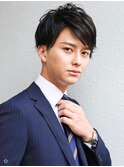 アップバングモテる流行イケメン黒髪モテ髪ツーブロックビジネス