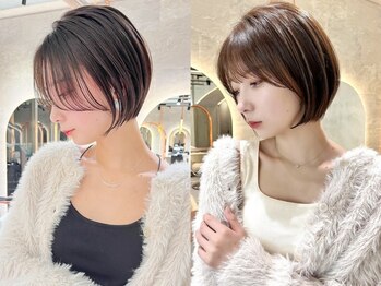 リール 銀座(R'EEL)の写真/ショートカット×髪質改善。女性らしさが際立つショートヘアも潤いや艶があふれる健康な髪質に。[銀座]
