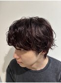 無造作ニュアンスツーブロックマッシュパーマ