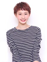 ヘアーメイクガーデン(hair&make garden)&nbsp;耳かけショートヘア×アンティークレッド