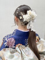 金箔ヘア 水引きヘア ドライフラワー 袴ヘア 振袖ヘア K02-24