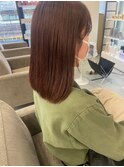 髪質改善トリートメント_マロンベージュ Aラインボブ かきあげ