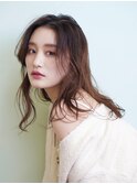 流れる顔周りレイヤー 韓国レイヤー前髪なしセミロング 長め前髪