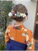 卒業式　ゆるふわアレンジ　ドライフラワー　ヘアセット　はかま