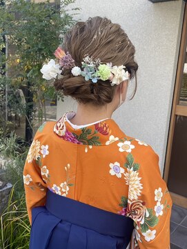 マイン(MINe) 卒業式　ゆるふわアレンジ　ドライフラワー　ヘアセット　はかま