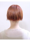 オレンジ#ボブ#切りっぱなし#ダブルカラー#ケアブリーチ#豊橋