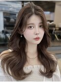 韓国レイヤーカット◎ グレージュ シースルー センターパート 