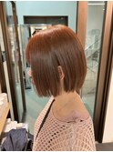 長崎 丸みボブ ブリーチなしベージュカラー