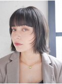 大人可愛い20代30代40代小顔ウルフレイヤーボブグレージュ
