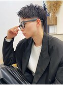 スーツ短髪ツーブロック束感モテる黒髪フェザーパーマt330