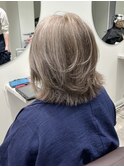 くびれショートボブ40代50代グレイカラー白髪染め白髪ぼかし