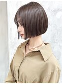 ウォームブラウン美髪ワンレン切りっぱなしボブA7浦和20代30代