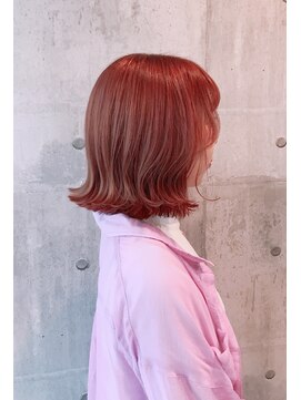 エンリッチヘア(enrich hair) 外ハネボブ×ピンク　ダブルカラー　くびれヘア