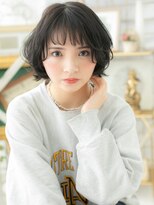カバーヘアアンドスパ ブリス 浦和(COVER HAIR&SPA bliss)&nbsp;オン眉ショート黒髪くせ毛風マッシュパーマa浦和20代30代40代!