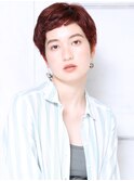 大人可愛い20代30代40代小顔短め前髪 チェリーブラウンD3