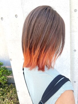 シモキタジャムズ ブラウン×オレンジ*デザインカラー/裾カラー/オレンジカラー