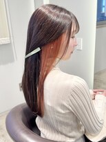 ケリーアン 太田(kelly.un)&nbsp;イヤリングカラーオレンジ / うる艶ストレートミディ / 群馬太田