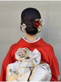 成人式ヘアセットアレンジ卒業式タイトアレンジシニヨン/今枝