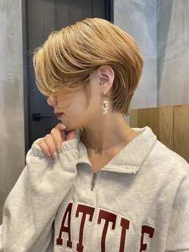 レーヴバイロンド 仙台(Reve by Lond) 韓国風ハンサムショートボブハイトーンハッシュカット 仙台