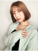 シースルーバングパールベージュ内巻きボブp1上尾20代30代40代