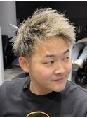 メンズカット×ツイストパーマ×メッシュ