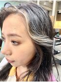 フェイスフレーミング　前髪カラー　シルバー　インナーカラー