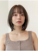 大人かわいい切りっぱなしボブ美髪質改善フルバングイメチェン