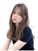 ロングレイヤーグレージュカラー透明感ベージュ20代30代40代