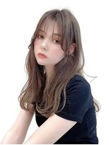 ロングレイヤーグレージュカラー透明感ベージュ20代30代40代