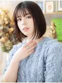 ■シースルーバング黒髪小顔切りっぱなしボブディ33戸頭20代30代