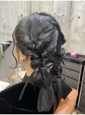 結婚式お呼ばれヘアアレンジ/ゆるふわアレンジ/ツインアレンジ