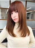 韓国風レイヤーエアリーワンカールナチュラルストレート後れ毛