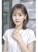 切りっぱなしミディアムレイヤーボブ