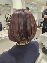 アッシュ 二俣川南口店(Ash) ◆ハイライト/ひし形ボブ/ピンクベージュ