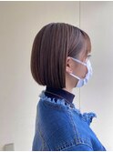 シースルーバング◯顔まわりカット◯オレンジベージュ◯ボブ