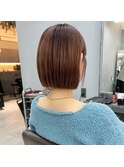 イメチェンハッシュカットフルバング似合わせレッドブラウン
