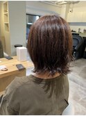 大人可愛い◎20代30代40代外はねカールシアーカラーセミディ