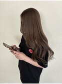 20代暗めカラーデザインカラーロングオリーブグレージュベージュ