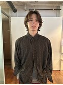 メンズボブウルフメンズミディアムレイヤーカットメンズウルフ